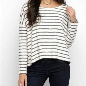 Jack BB Dakota Cropped Sweater White Gray Medium